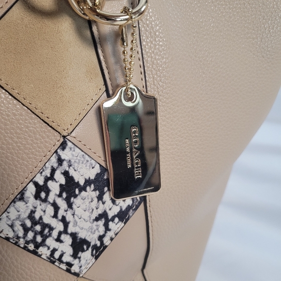 Coach F57510 Snake Patchwork Ava Tote In Beachwood Beige Gold Hardware - Picture 2 of 16